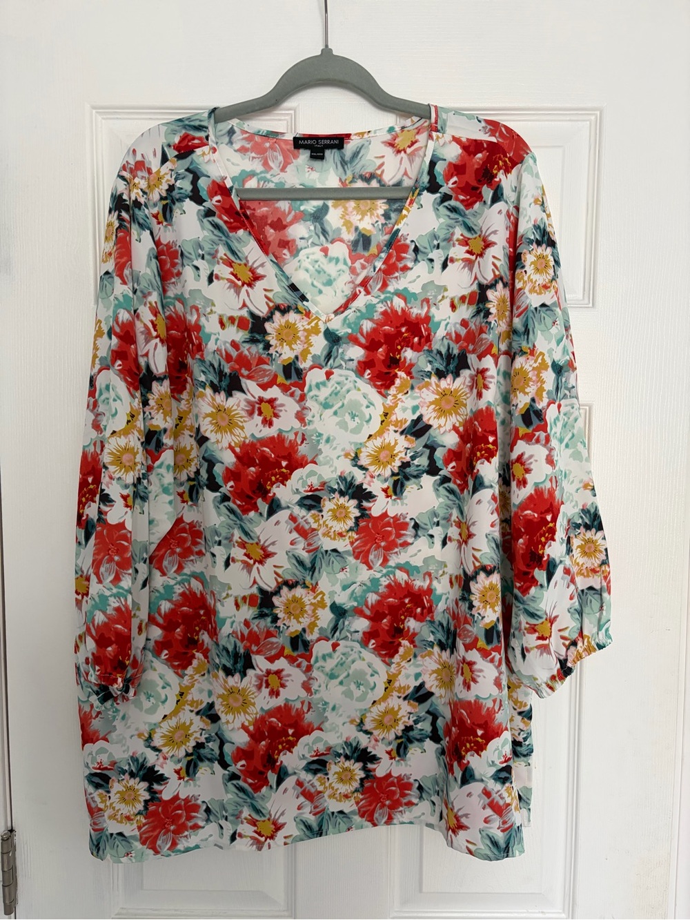 Mario Serrani Multi Floral V-Neck Blouse
